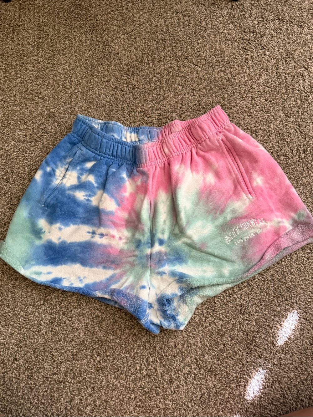 PacSun Tie-Dye High Waist Lounge Shorts - Pink, Blue, Mint